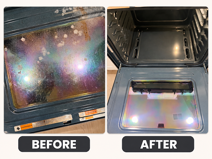 Oven before and after cleaning
