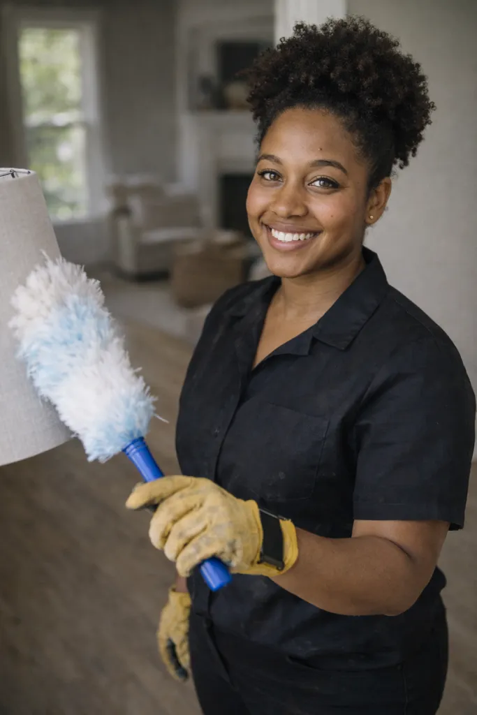 Cleaning professional in a residence