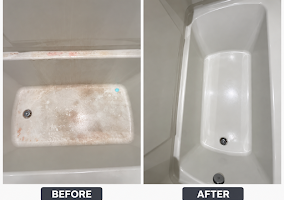 Bathtub before and after cleaning