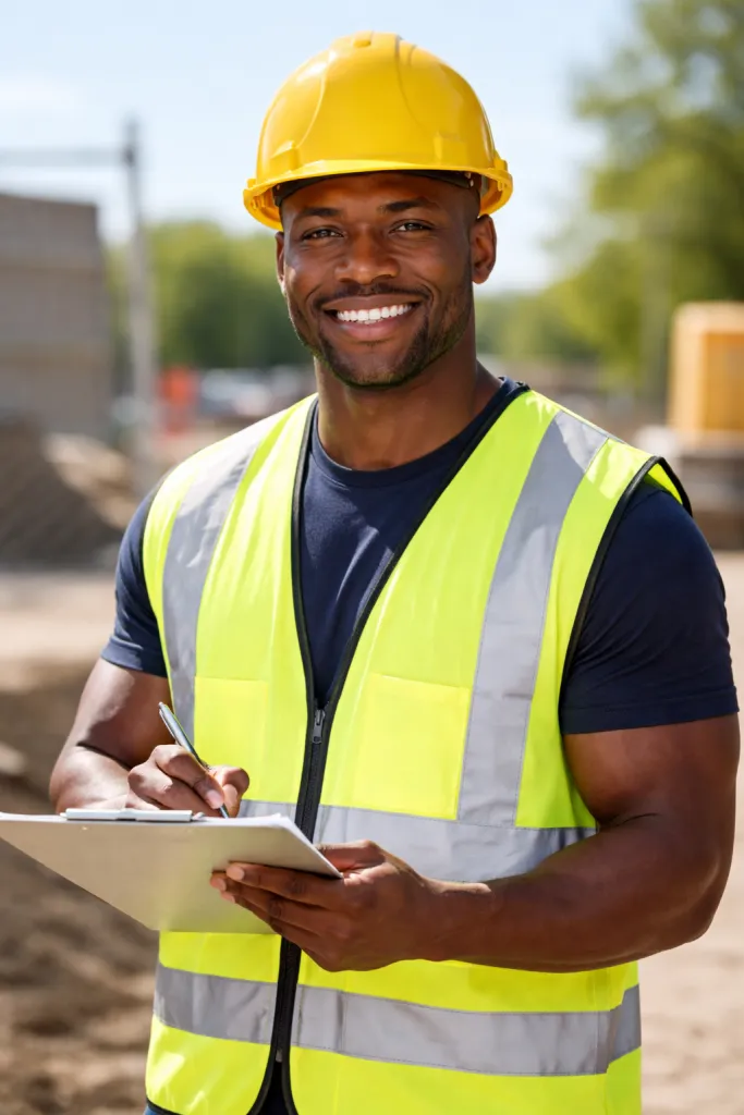 Contractor reviewing a project checklist